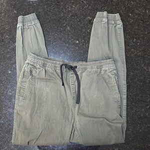 Swiss Cross Moto Jogger Pants Womens Large Olive Green Stretch Cotton Knee Pleat